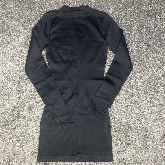 OQQ Dresses & Skirts - Black Oqq Tummy Control Long Sleeve Dress Thumb Holes Mock Turtleneck Small